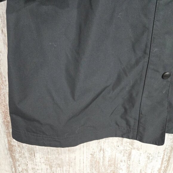 LL Bean Rain Jacket Size Medium Zipper Button Front Black Light Trench Coat - Picture 8 of 9